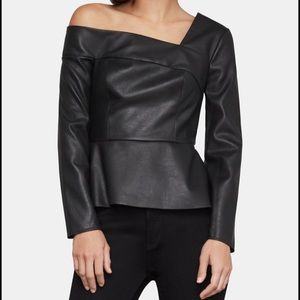 Black Leather Peplum Top
